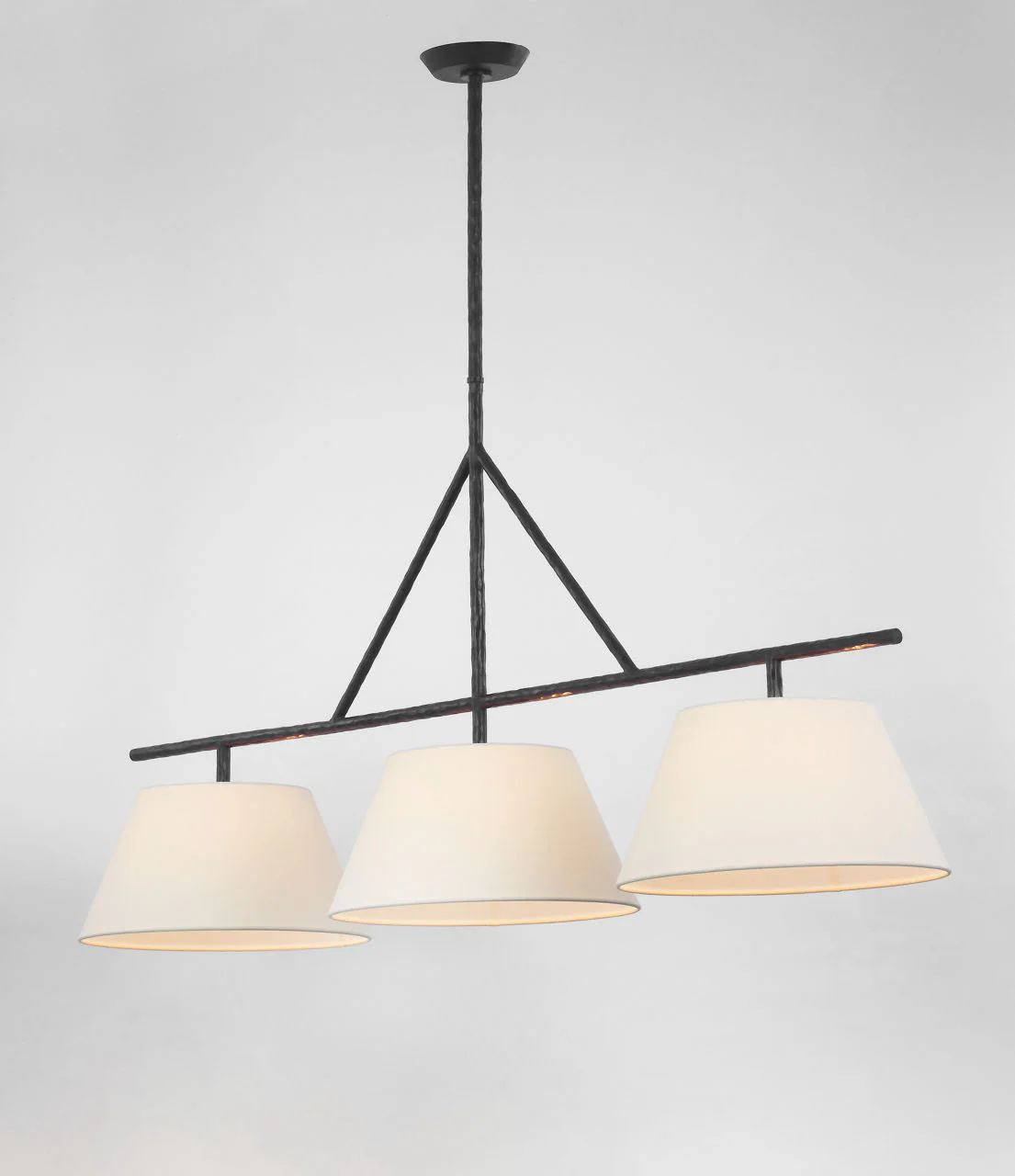 Collette Large Linear Pendant | Aged Iron | Linen Shade - Image 2