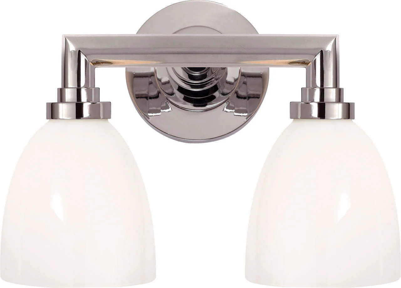 Wilton Double Bath Light | Chrome | White Glass - Image 1