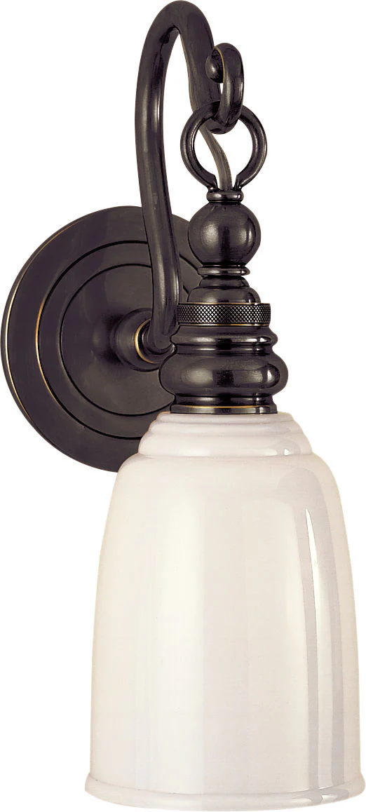Boston Loop Arm Sconce | Bronze | White Glass - Image 1