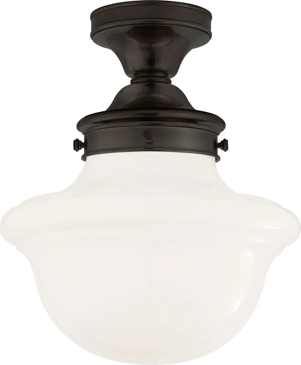 Edmond Flush Mount | Bronze | White School House Glass - Image 1
