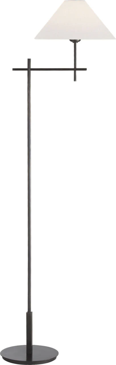 Hackney Bridge Arm Floor Lamp | Bronze | Linen Shade - Image 1