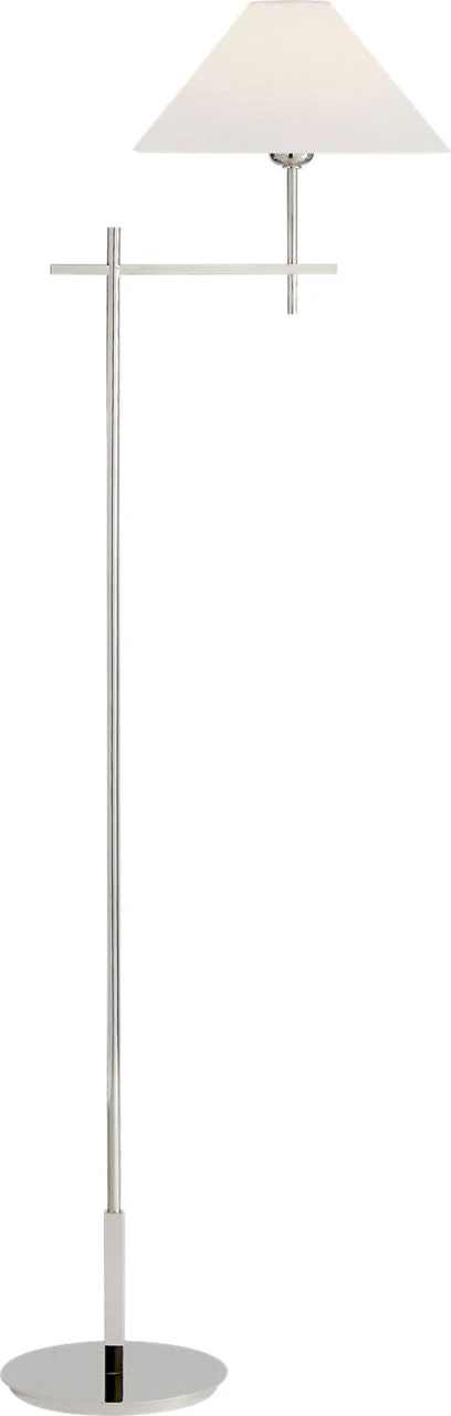 Hackney Bridge Arm Floor Lamp | Polished Nickel | Linen Shade - Image 1
