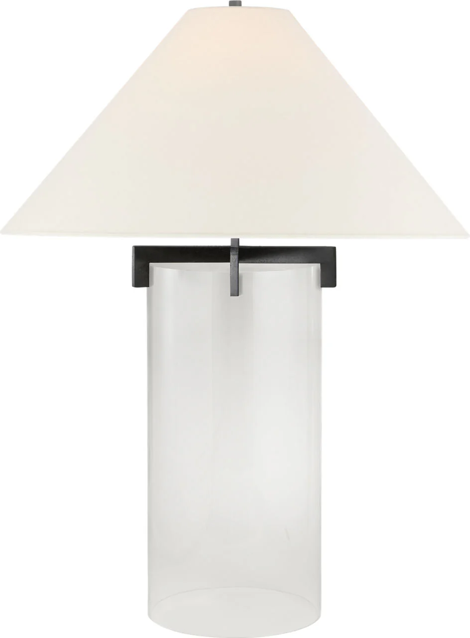 Brooks Table Lamp | Crystal and Aged Iron | Linen Shade - Image 1