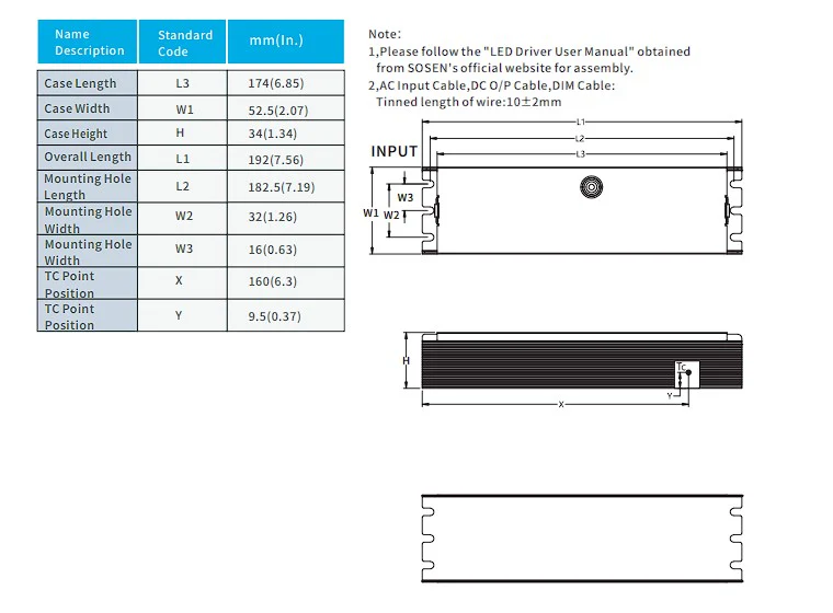 SOSEN SS-160NS-260BH LED Driver - 160W - Dimmable - Image 2