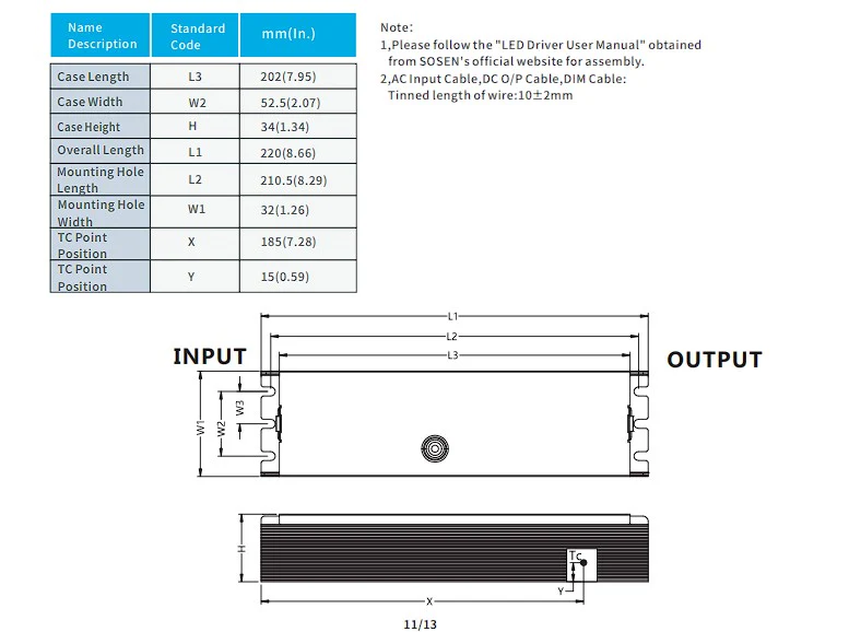 SOSEN SS-240NS-260BH LED Driver - 240W - Dimmable - Image 2
