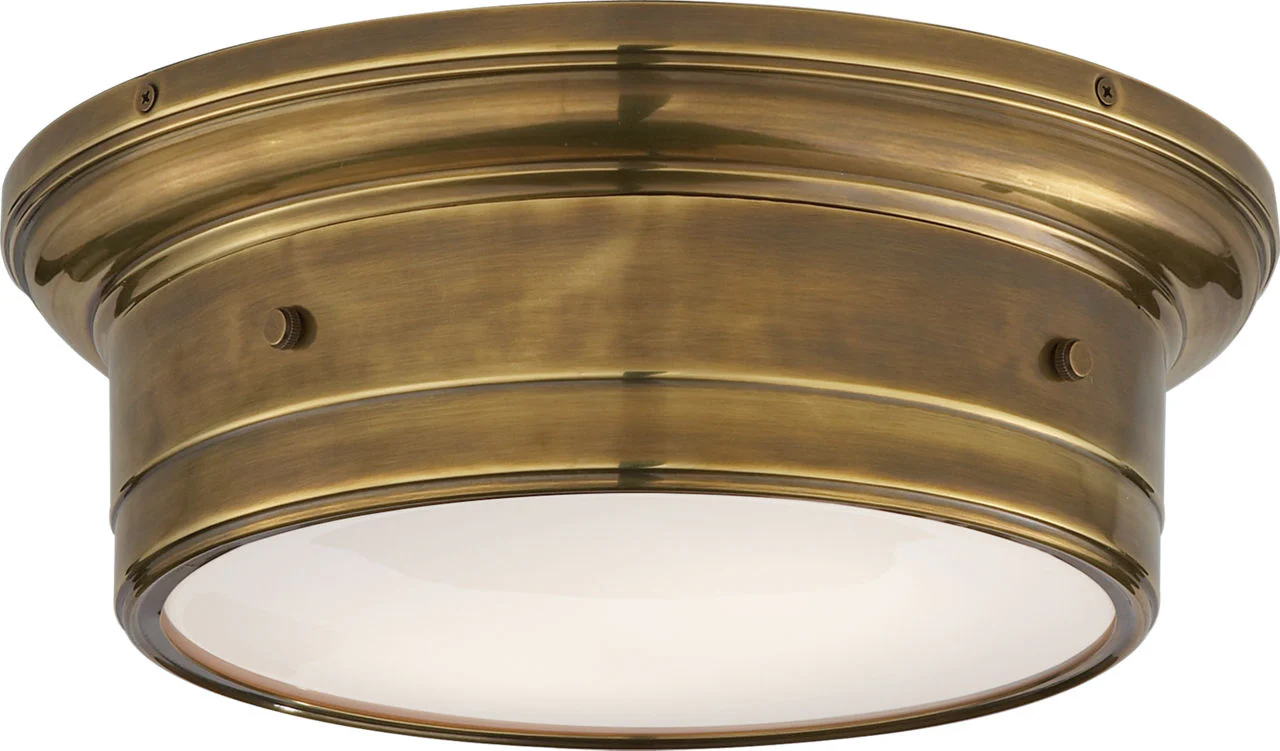 Siena Small Flush Mount | Hand-Rubbed Antique Brass | White Glass - Image 1