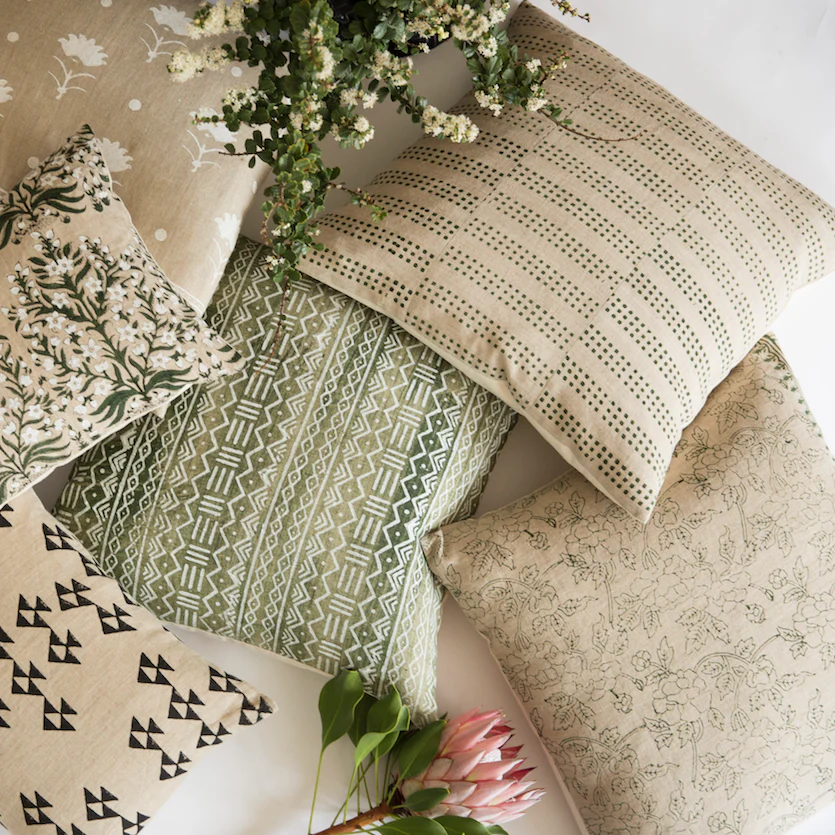 Aspen Olive on Natural Pillow - Image 2