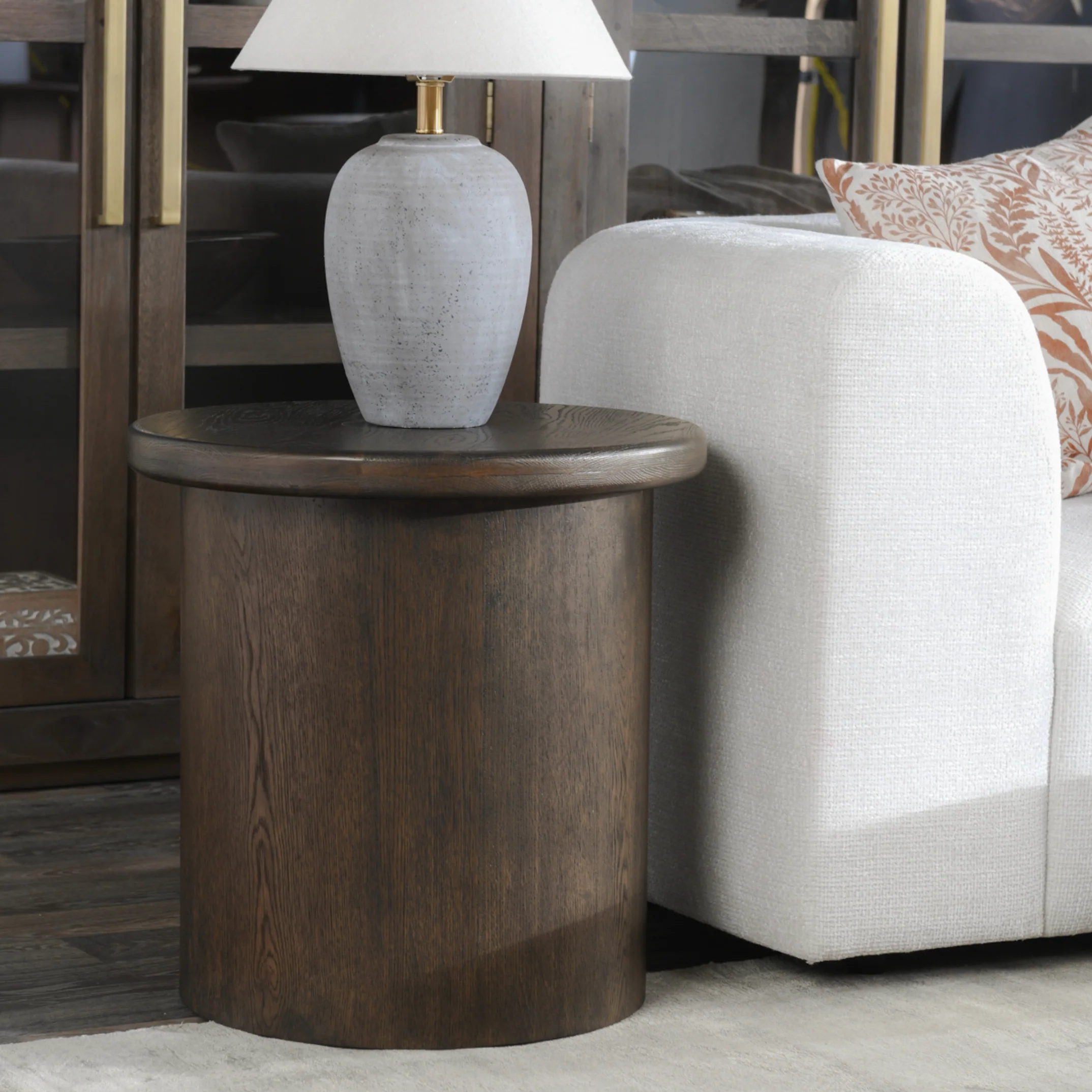 Runa Oak Veneer 22" End Table Coffee Brown - Image 3