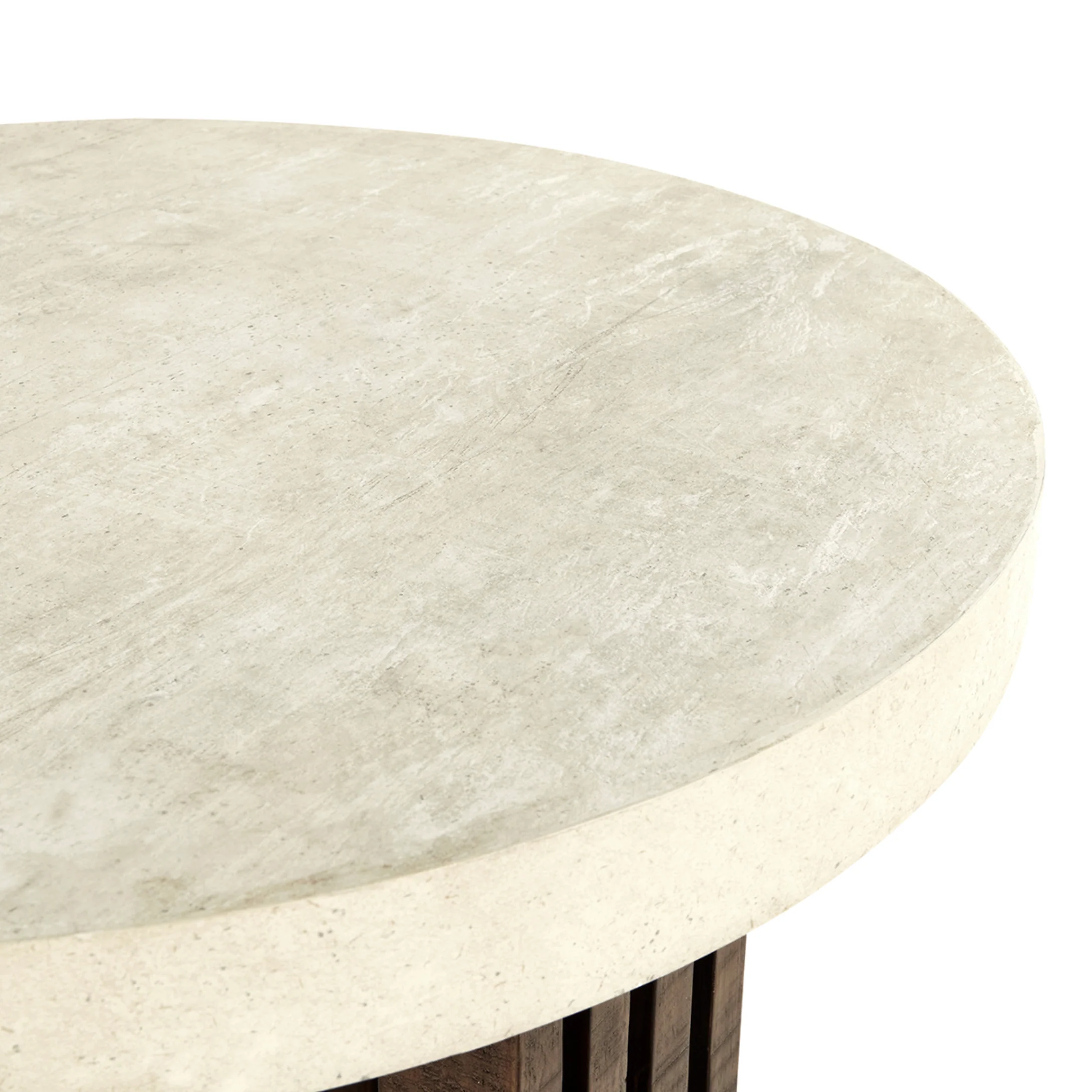 Aspen Reclaimed Pine 26" Round End Table Distressed Brown/Weathered Chalk - Image 2