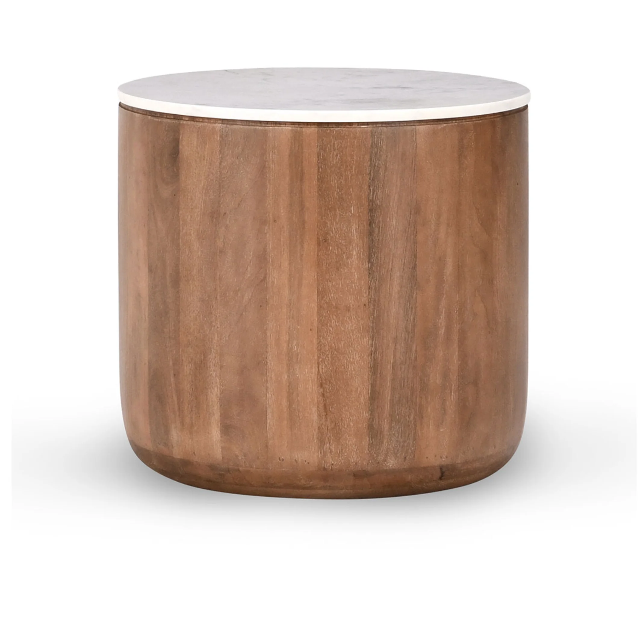 Josie Mango Wood 22″ Round End Table Pottery Brown/Marble