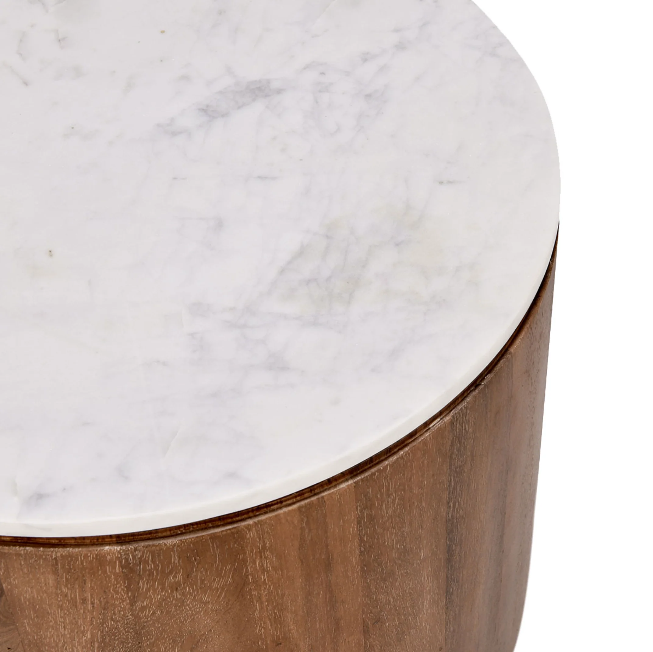 Josie Mango Wood 22" Round End Table Pottery Brown/Marble - Image 2