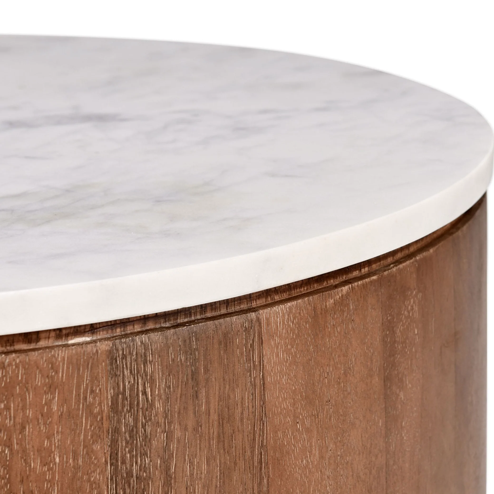 Josie Mango Wood 22" Round End Table Pottery Brown/Marble - Image 3