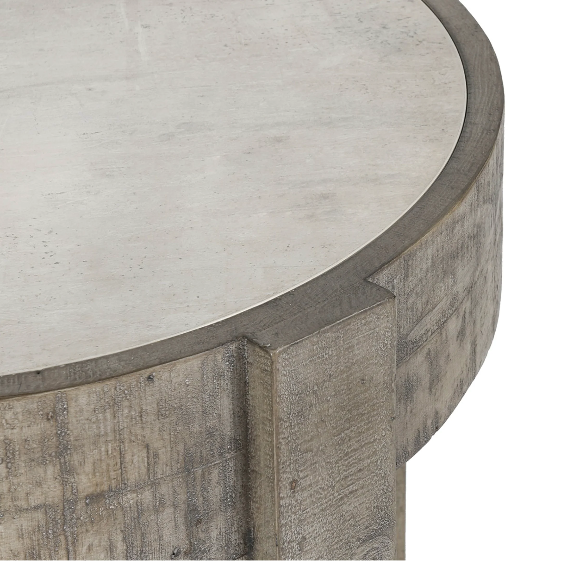 Sonoma Reclaimed Pine 26" Round End Table Distressed Gray/Weathered Chalk - Image 2