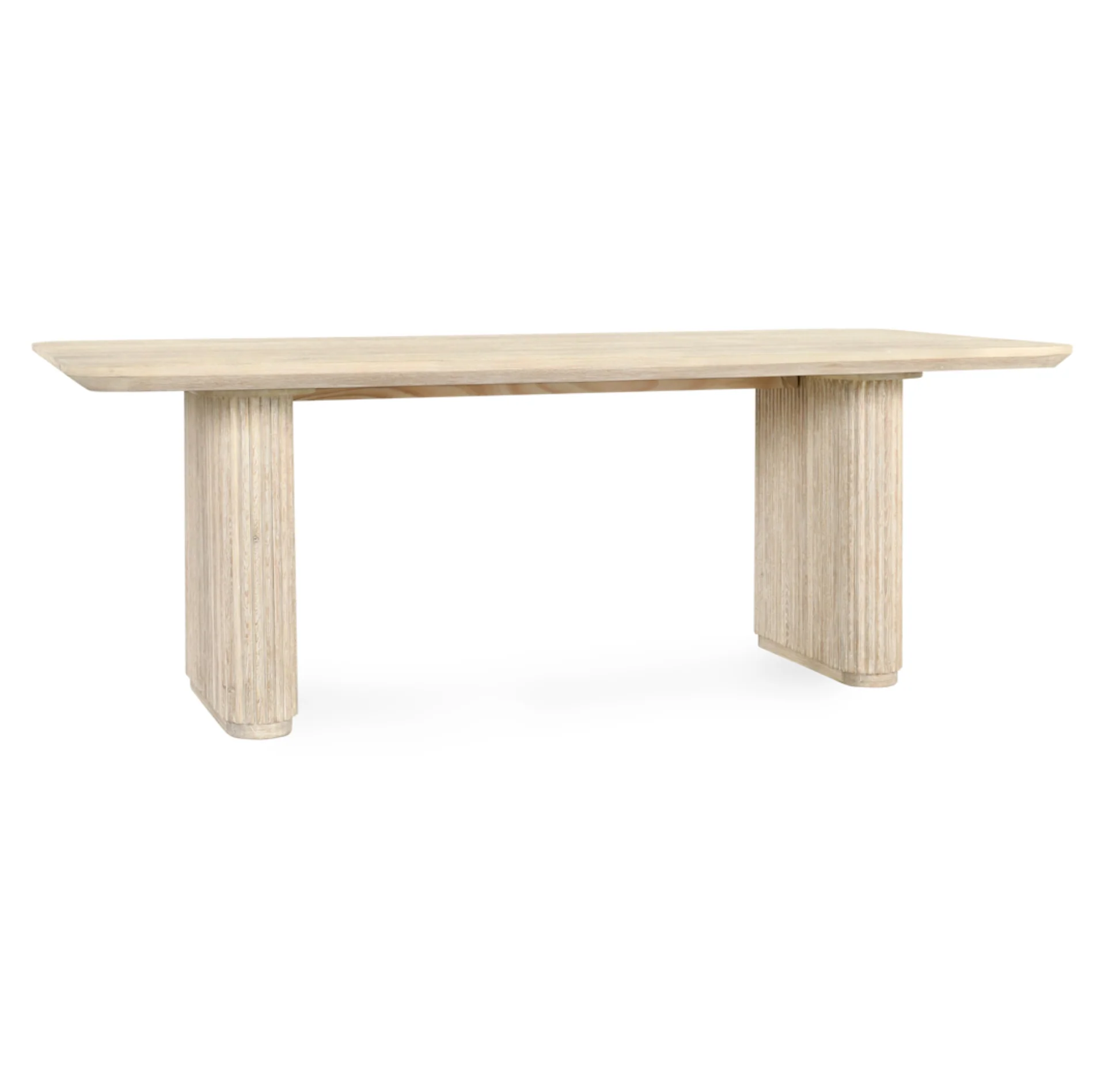 Vander Oak Wood 84" Dining Table Cream Washed - Image 1