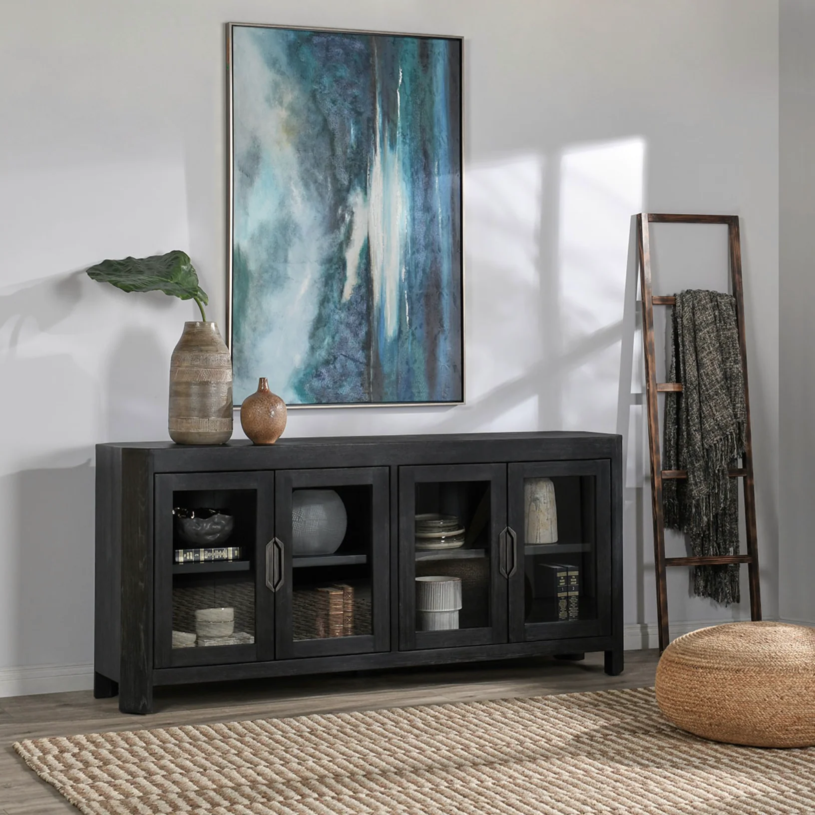 Macarthur Reclaimed Oak Cabinet Antique Black - Image 3