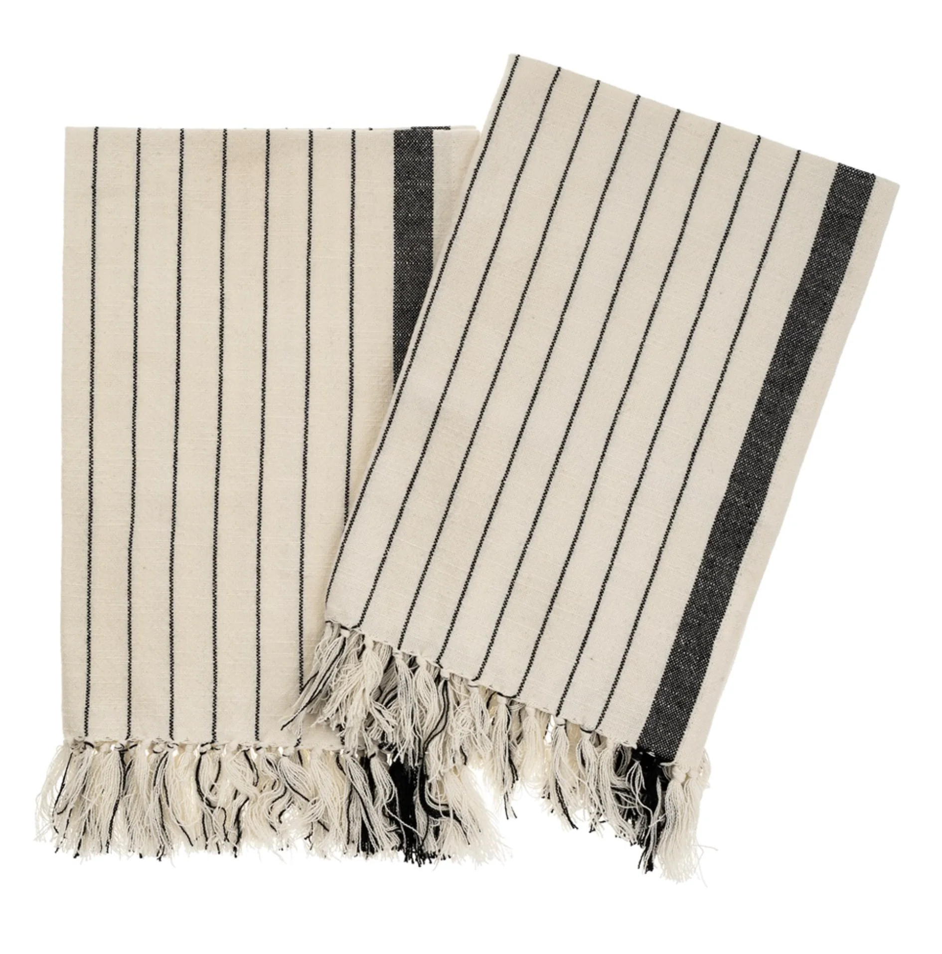 Pinstripe Hammam Hand Towels Black