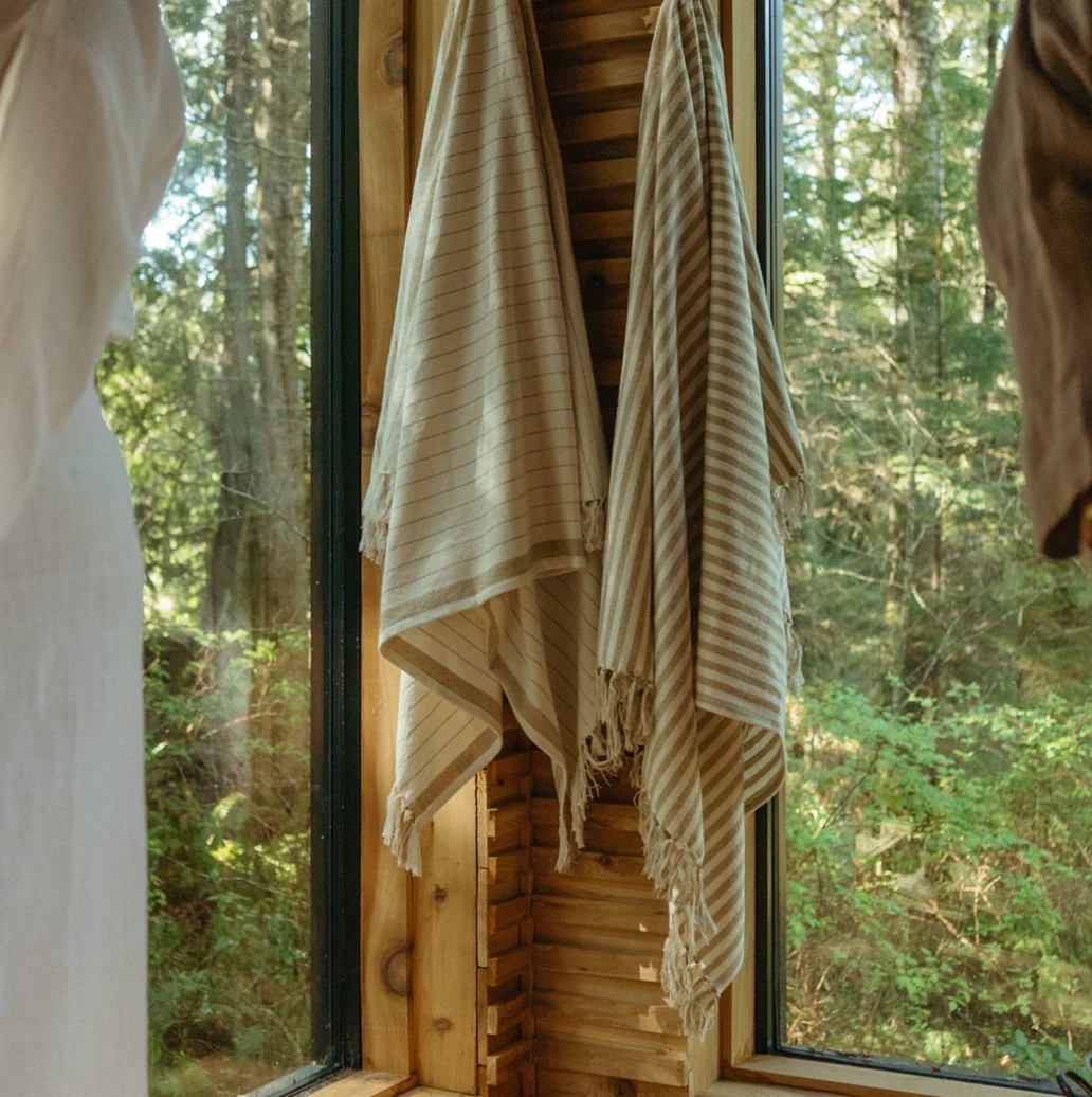 Pinstripe Hammam Bath Towel Stone - Image 2