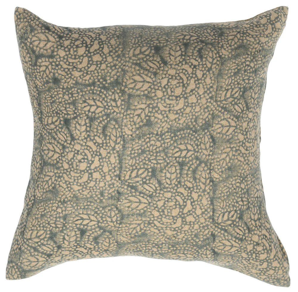 Sicily Teal on Natural Pillow - Image 1