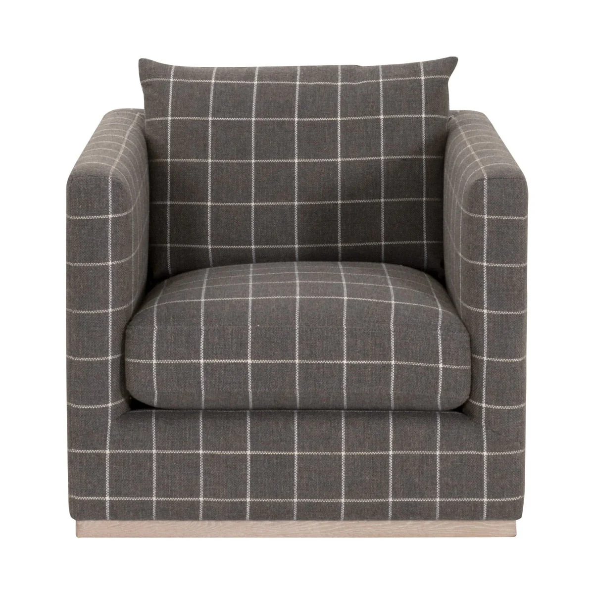 Siena Plinth Base Swivel Club Chair | Performance Windowpane Steel