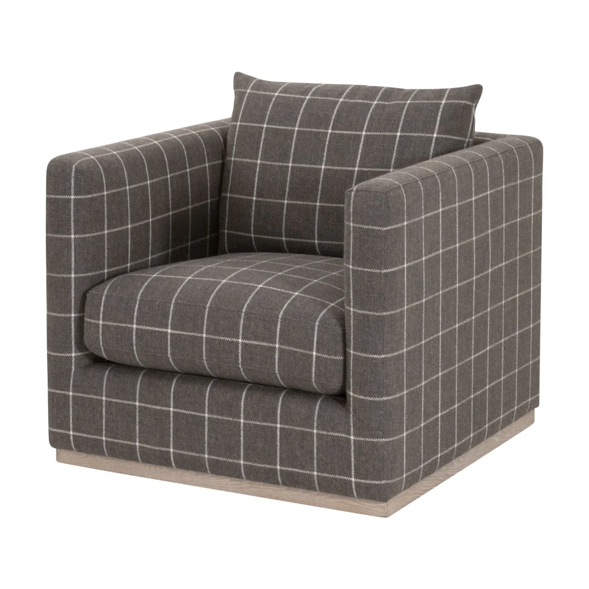 Siena Plinth Base Swivel Club Chair | Performance Windowpane Steel - Image 2