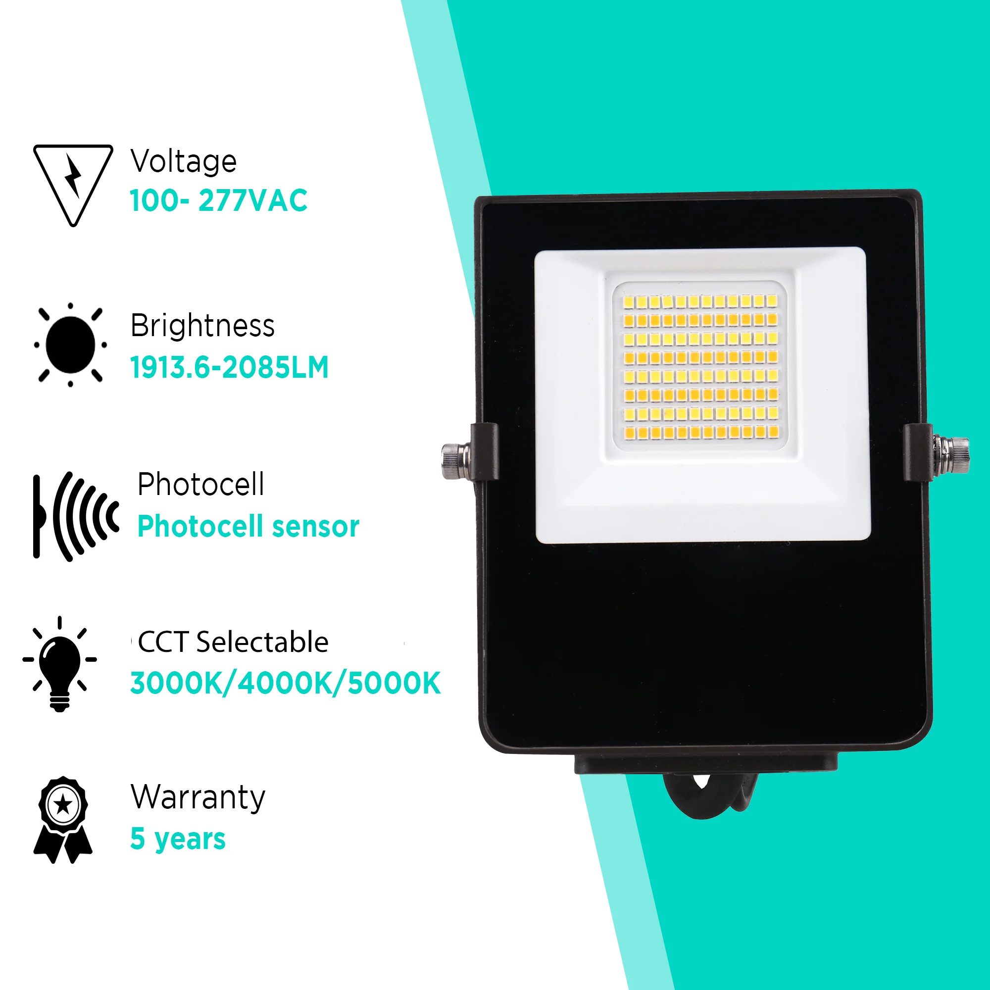 15W Mini Flood Light - CCT Selectable - 1950lms - UL Listed - Glass Cover #226-227 - Image 2