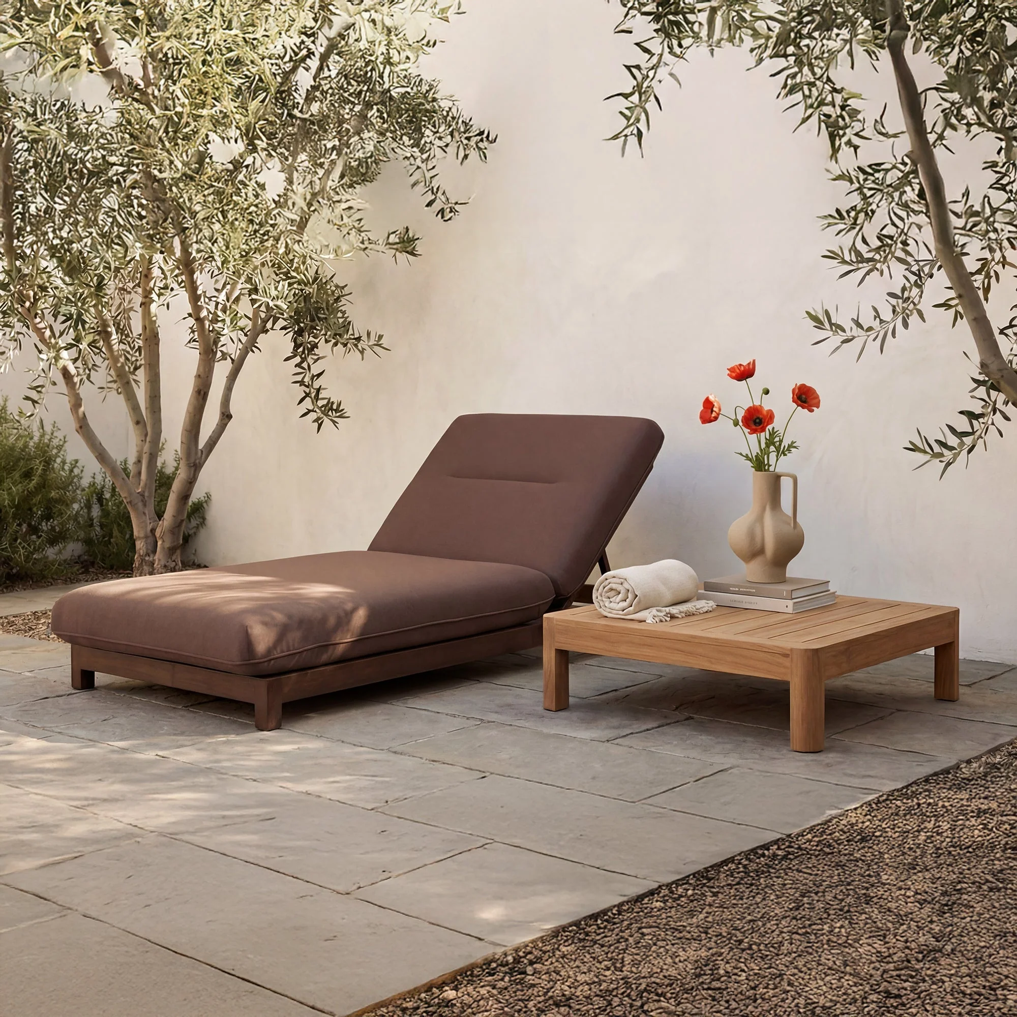 Enzo Outdoor Adjustable Lounge Chair Brown - Image 1