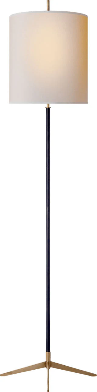 Caron Floor Lamp | Bronze | Hand-Rubbed Antique Brass accents | Natural Paper Shade - Image 1