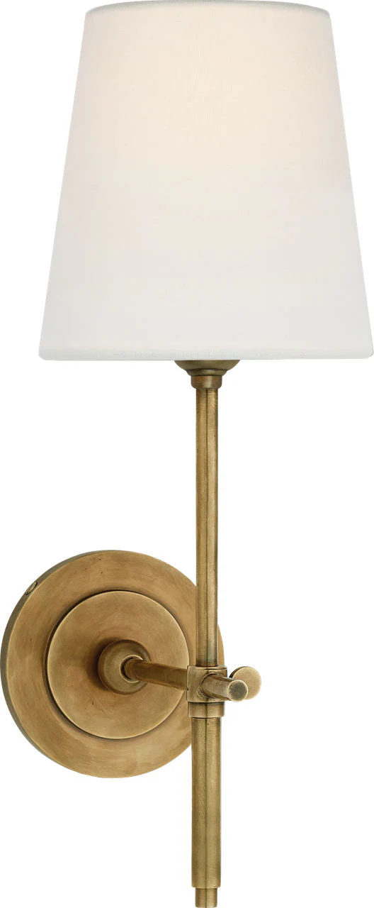 Bryant Sconce | Hand-Rubbed Antique Brass | Linen Shade - Image 1