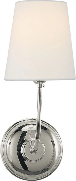 Vendome Single Sconce | Polished Nickel | Linen Shade - Image 1