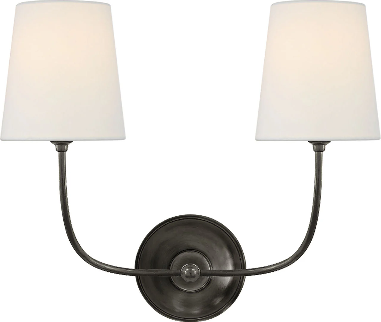 Vendome Double Sconce | Bronze | Linen Shades - Image 1