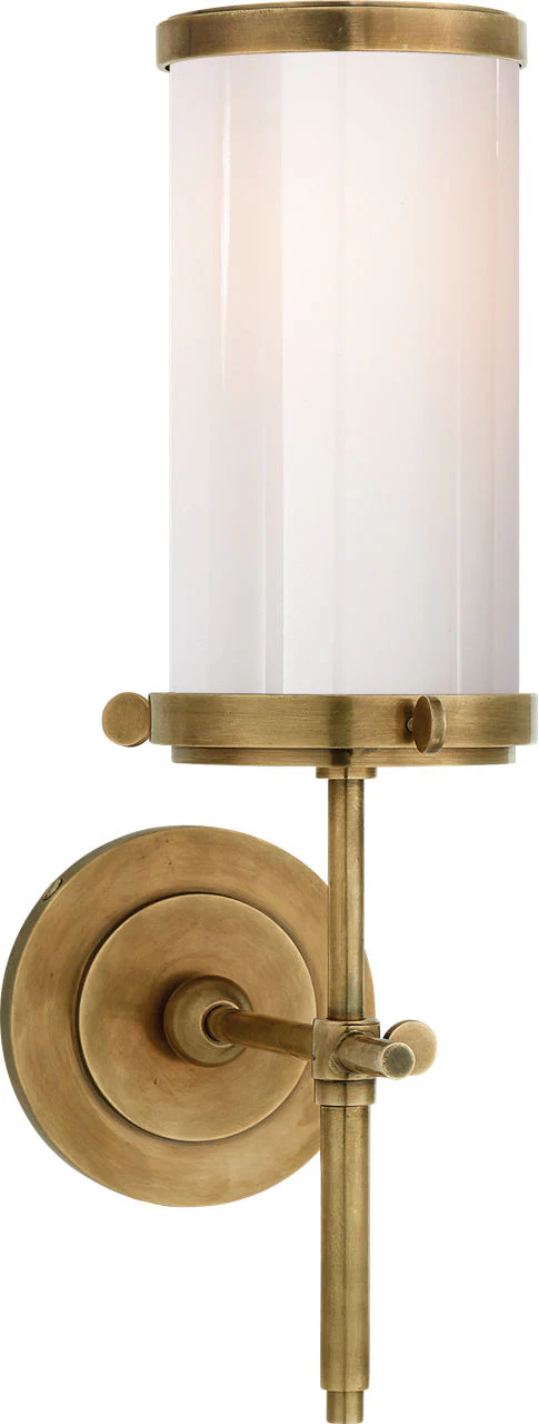 Bryant Bath Sconce | Hand-Rubbed Antique Brass | White Glass - Image 1