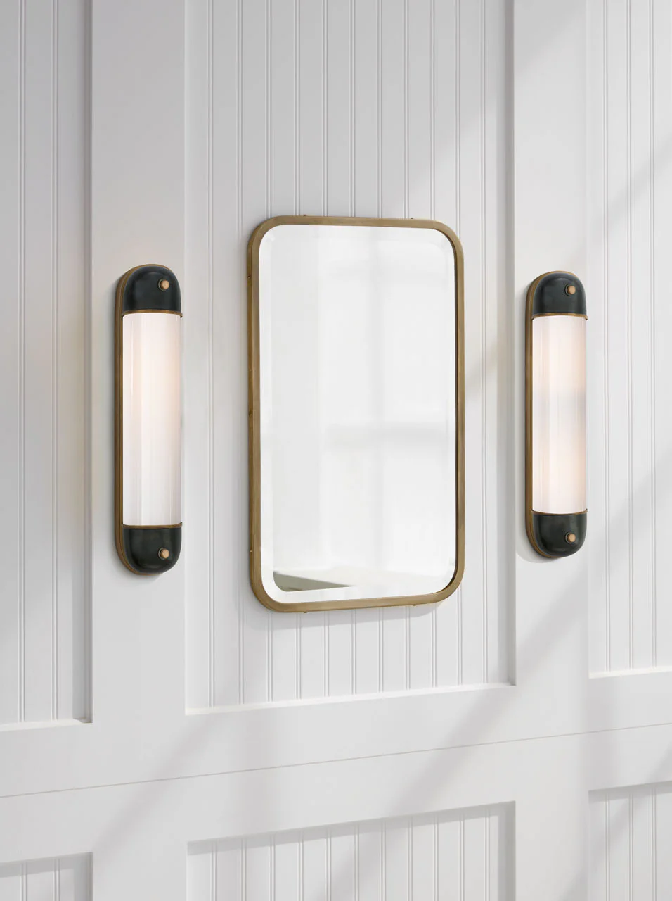 Selecta Long Sconce | Bronze and Hand-Rubbed Antique Brass | White Glass - Image 2