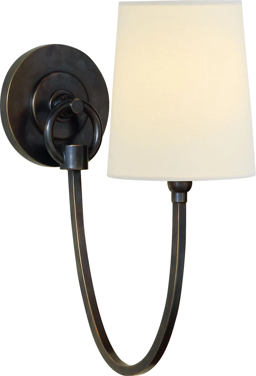 Reed Single Sconce | Bronze | Linen Shade - Image 1