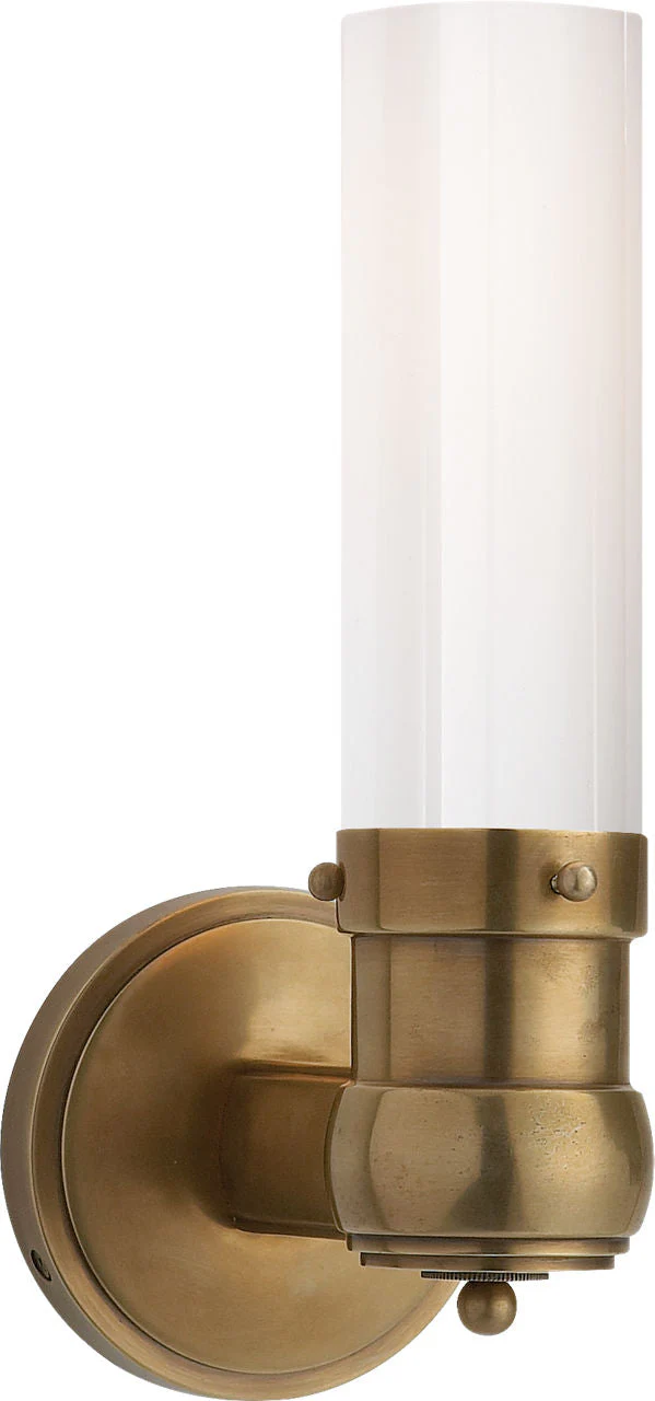 Graydon Single Bath Light | Hand-Rubbed Antique Brass | White Glass - Image 1