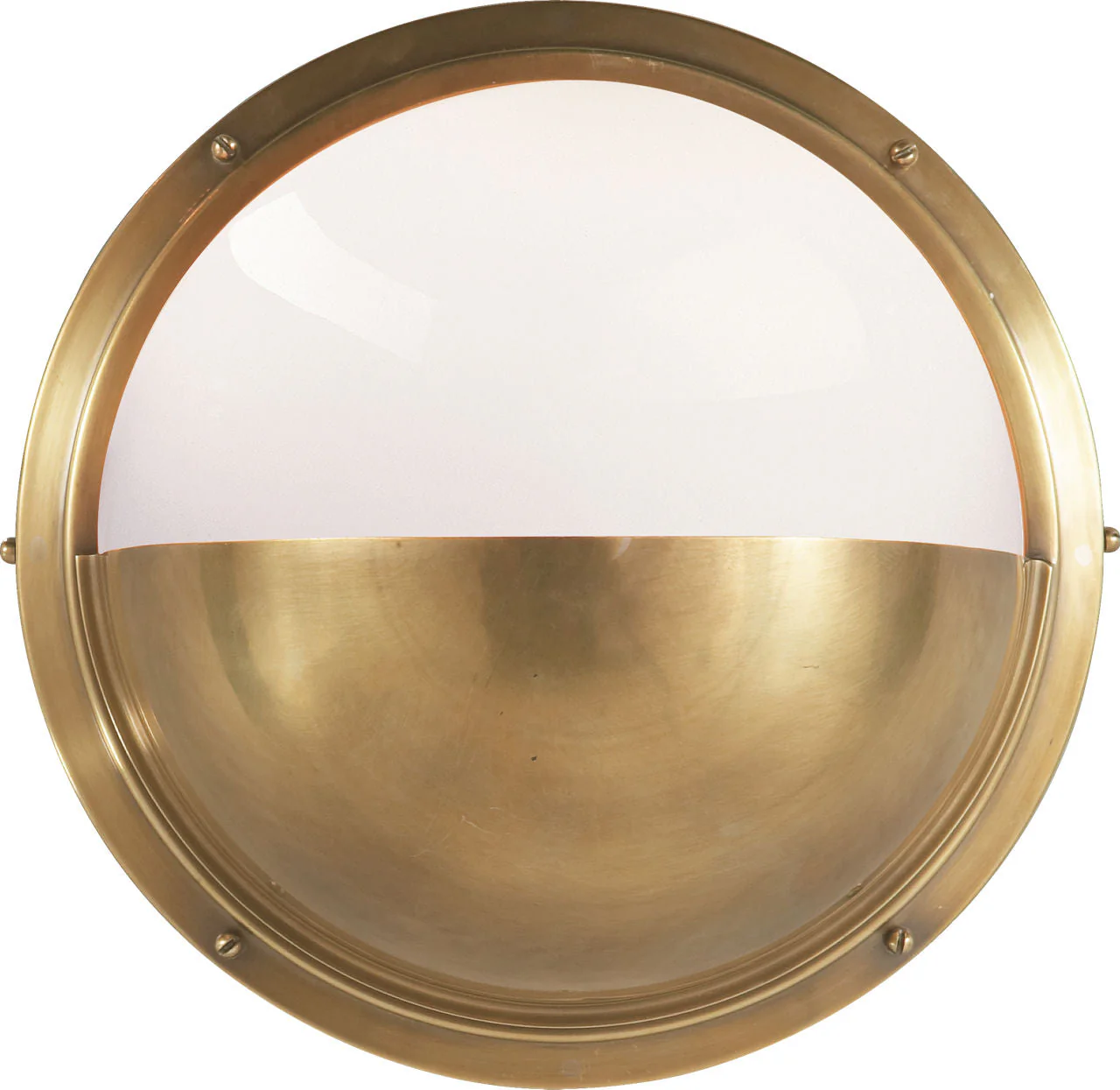 Pelham Moon Light | Hand-Rubbed Antique Brass | White Glass - Image 1