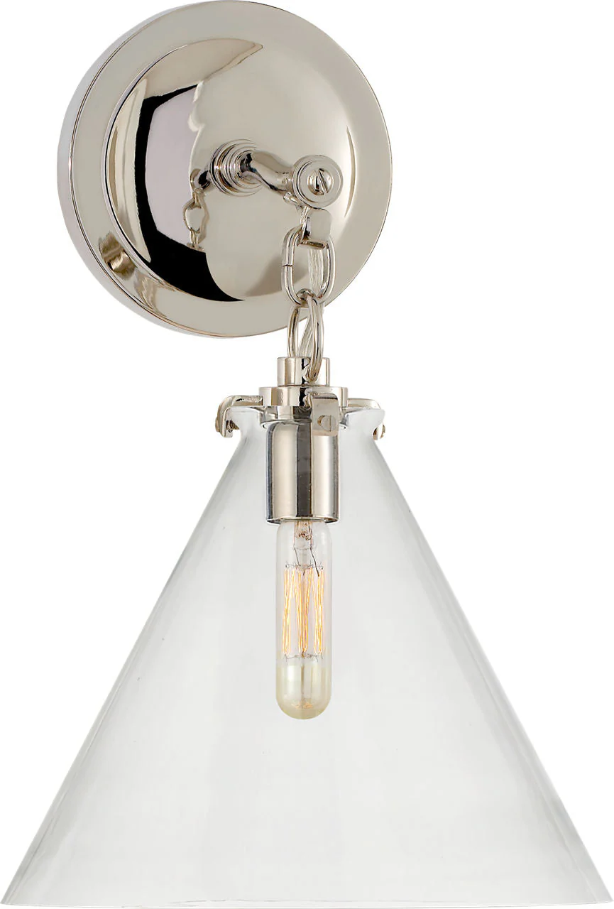 Katie Small Conical Sconce | Polished Nickel | Clear Glass - Image 1