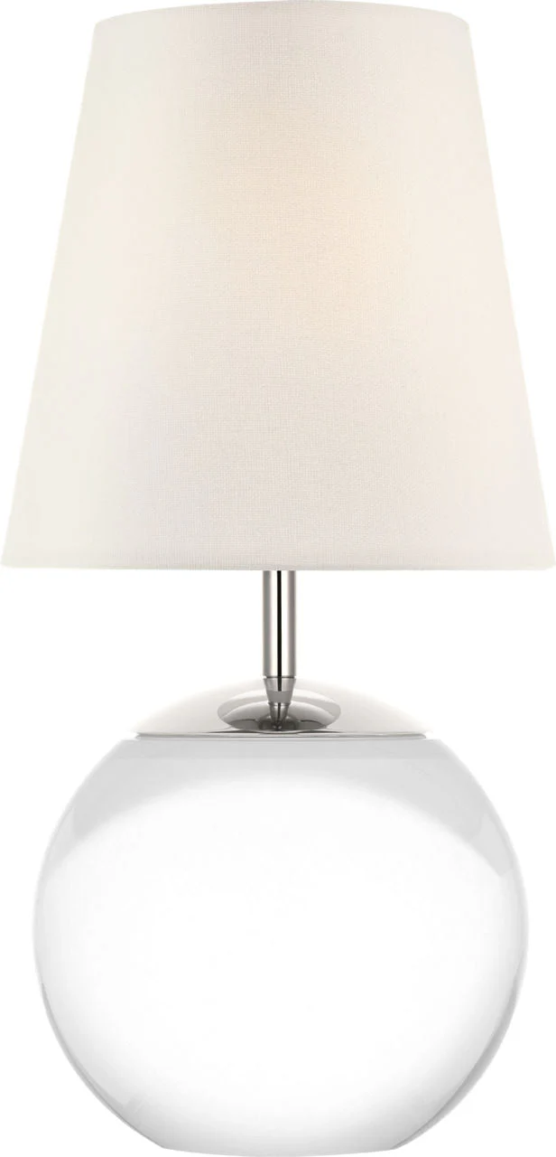 Terri 12" Cordless Accent Lamp | Crystal | Linen Shade - Image 1