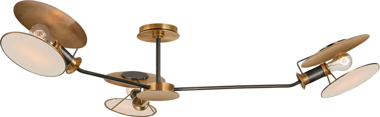 Osiris Large Asymmetric Semi-Flush Mount | Bronze and Brass | Linen Diffusers - Image 1