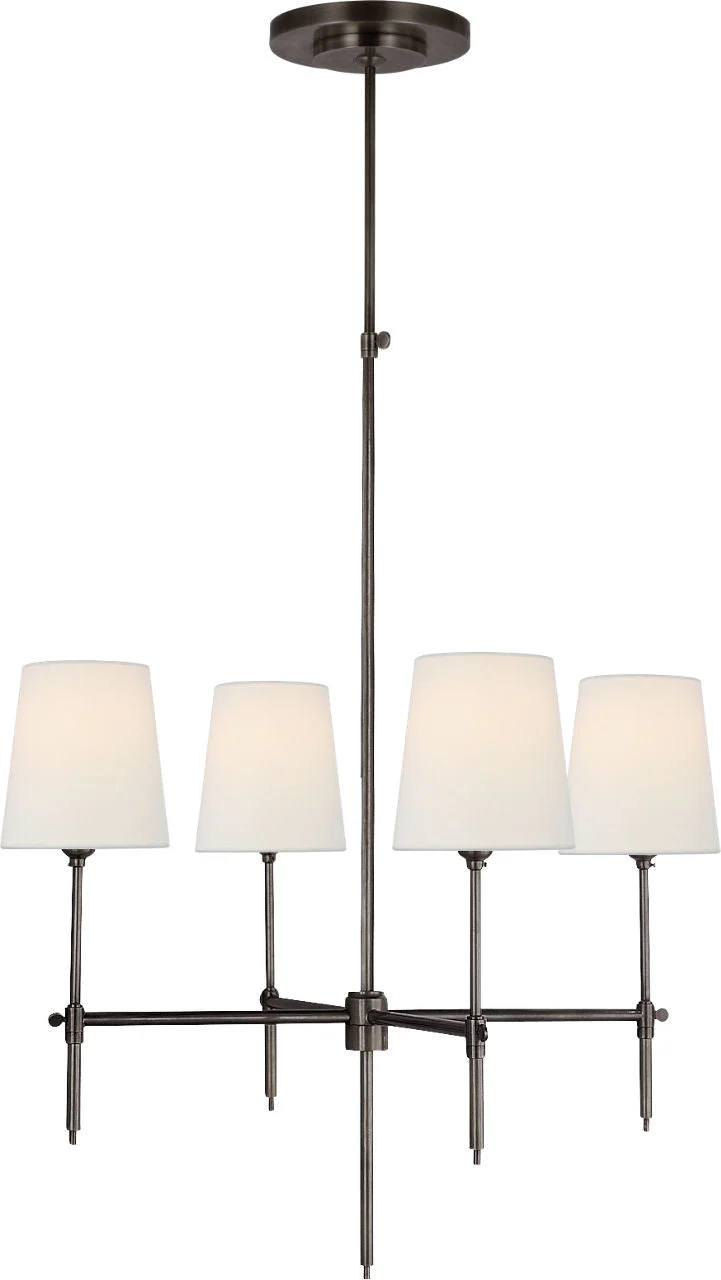 Bryant Small Chandelier | Bronze | Linen Shades - Image 1
