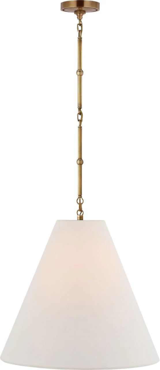 Goodman Medium Hanging Light | Hand-Rubbed Antique Brass | Linen Shade - Image 1