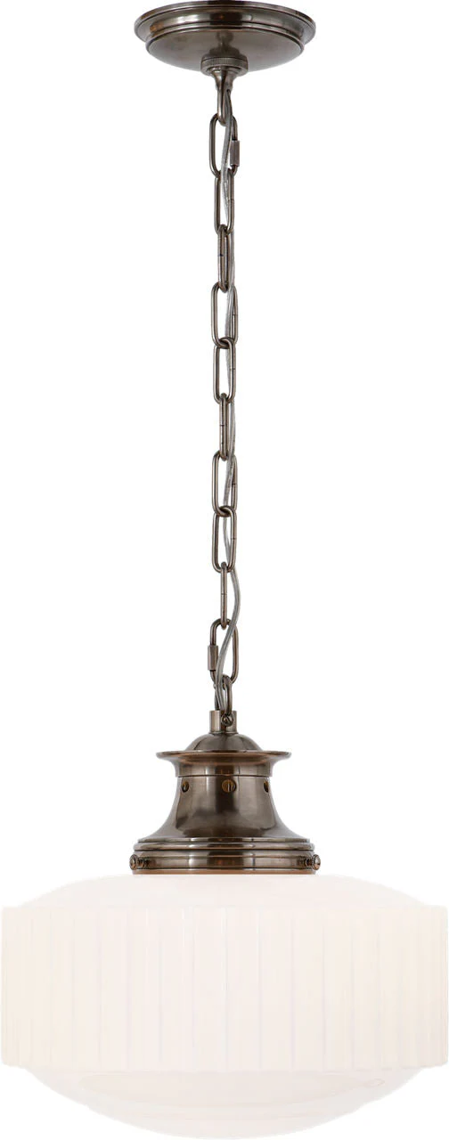 Milton Road Flush Mount | Antique Nickel | White Glass - Image 2