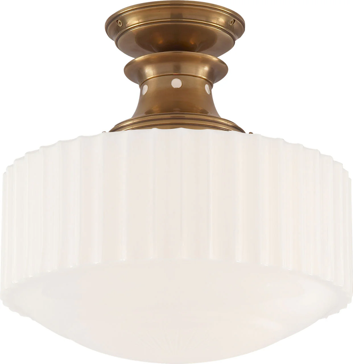 Milton Road Flush Mount | Hand-Rubbed Antique Brass | White Glass - Image 1