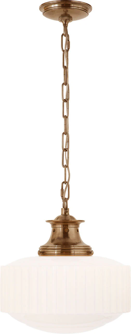 Milton Road Flush Mount | Hand-Rubbed Antique Brass | White Glass - Image 2