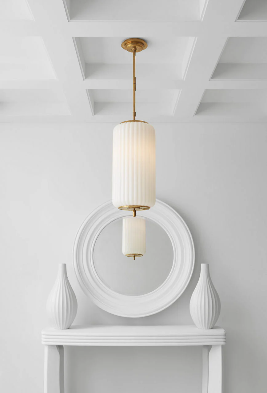 Eden Medium Pendant | Hand-Rubbed Antique Brass | White Glass - Image 2