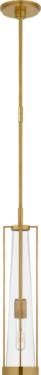 Calix Tall Pendant | Hand-Rubbed Antique Brass | Clear Glass - Image 1