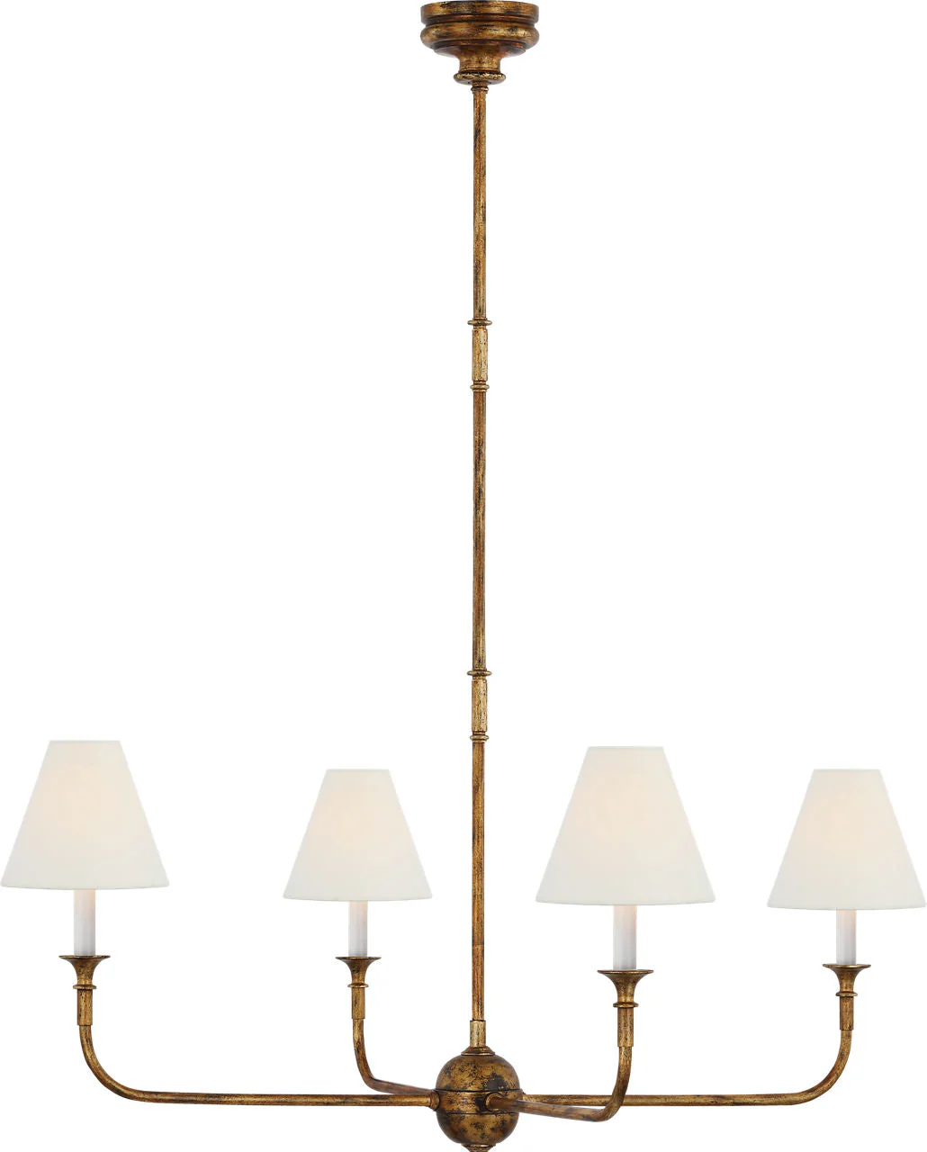 Piaf Large Chandelier | Antique Gild | Linen Shades - Image 1