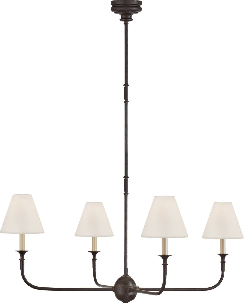Piaf Large Chandelier | Aged Iron and Ebonized Oak | Linen Shades - Image 1