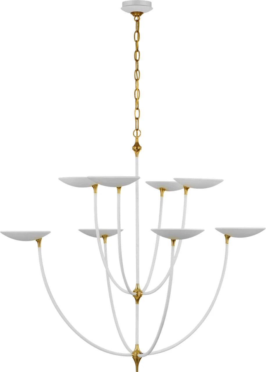 Keira XL Chandelier | Matte White and Hand-Rubbed Antique Brass - Image 1