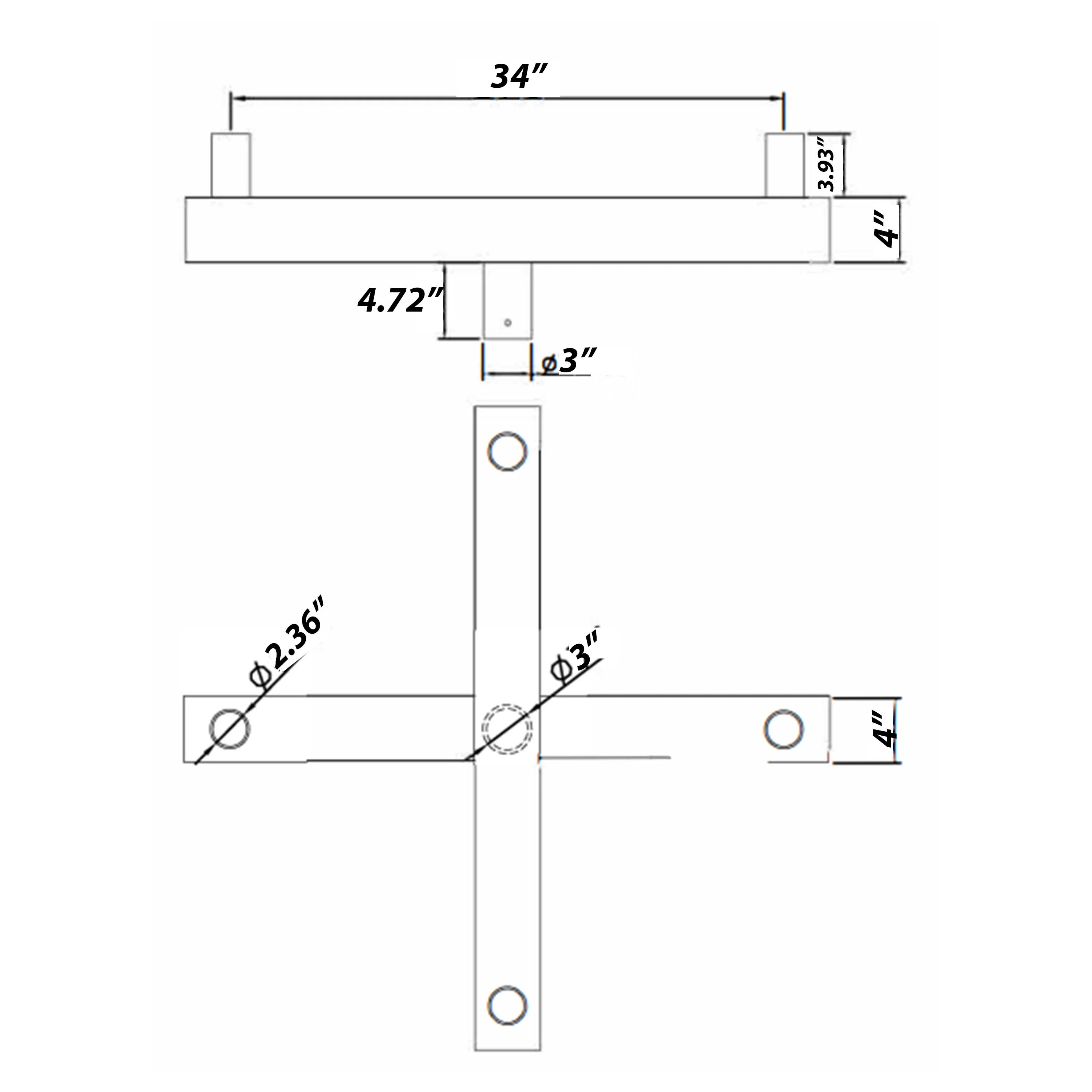 Bullhorn 4 Tenon Vertical Round Base at 90 Degree - Image 2
