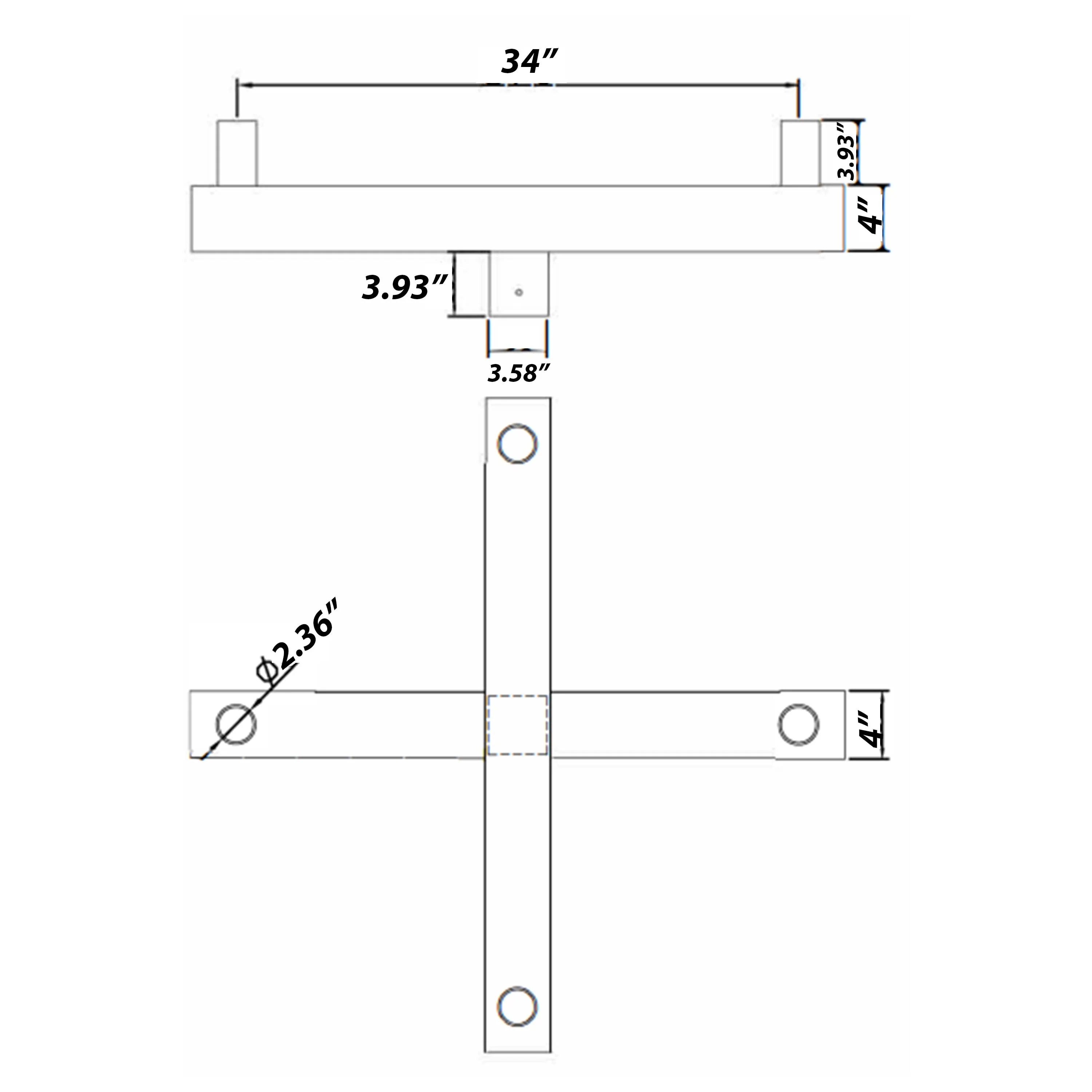 Bullhorn 4 Tenon Vertical Square Base at 90 Degree - Image 2